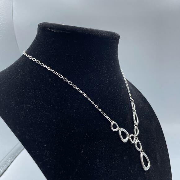 Silver Tone SAQ Tiered Oval Necklace - Picture 2 of 5